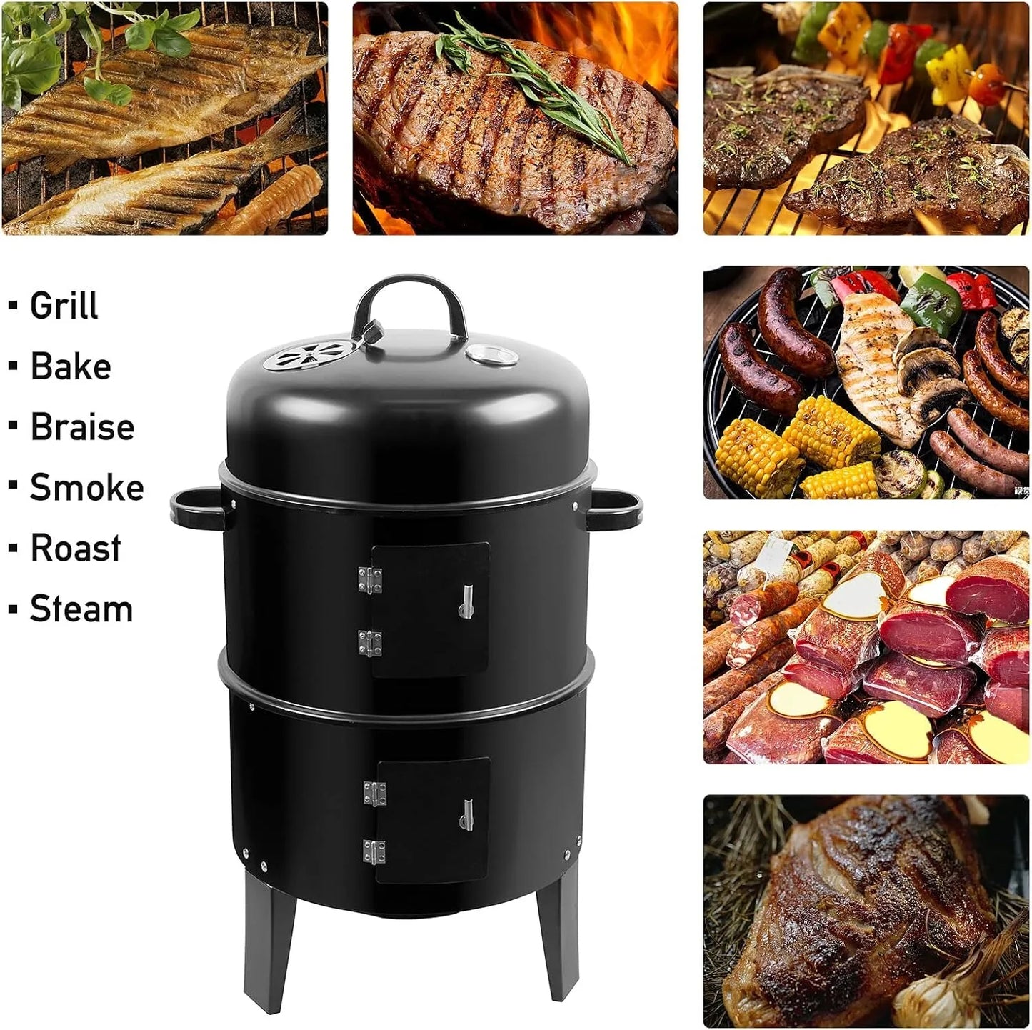 Vertical BBQ Grill Grătar portabil pentru grădină de colectare Backpacking
