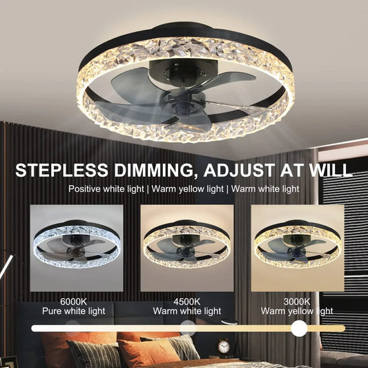 Nordic Ceiling Fan Led Lighting Modern Dimmable Remote Control Living Room Fans Household Electric Fan Mute Lamp Ceiling Lamp