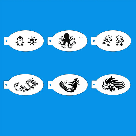 47pcs Reusable Face Paint Stencils for Body Art Painting Halloween Party Makeup Temporary Tattoos Stencils sponges