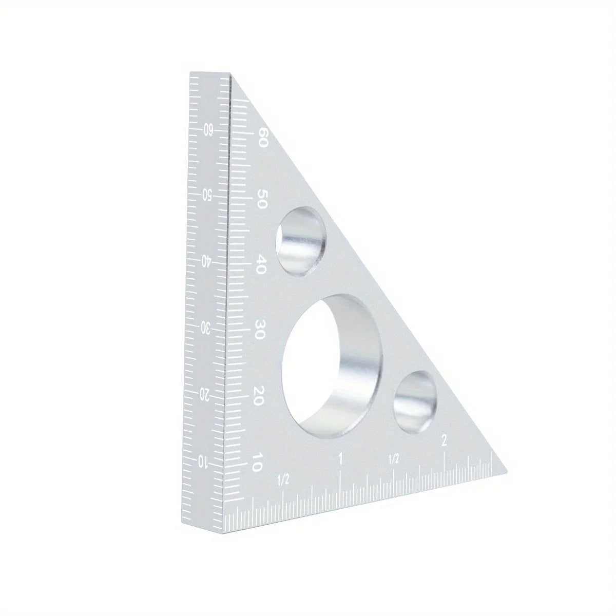 Aluminum Esquadro Ruler, 45/90 Degree Frosted Right Angle Gauge, Triangle Ruler with Both Imperial and Metric Scales