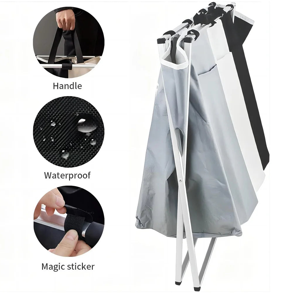 Large Laundry Basket Three Foldable Grid Organizer Basket Dirty Clothes Toys Organizers Home Laundry Basket Storage Sorter Bin