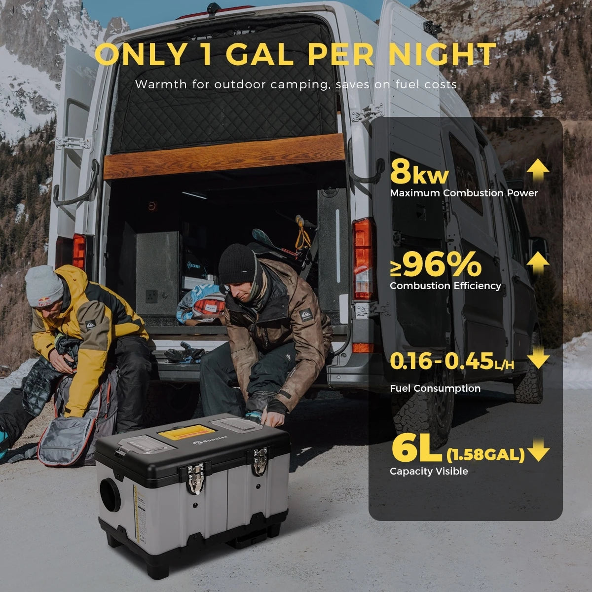 8KW 12V&24V&110-240V toolbox diesel Parking air heater w/Ventilation Mode&Adaptive Plateau&Bluetooth For Car RV Campervan