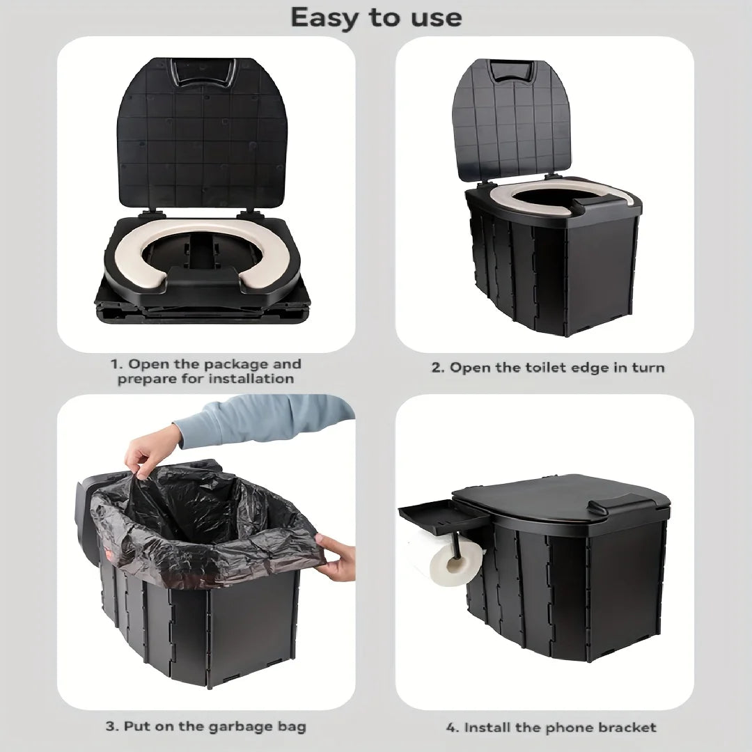 Folding Toilet Outdoor Closestool Portable Collapsible AntiOdor Storage Box Car Toilet Adult SelfDriving Travel Emergency Toilet