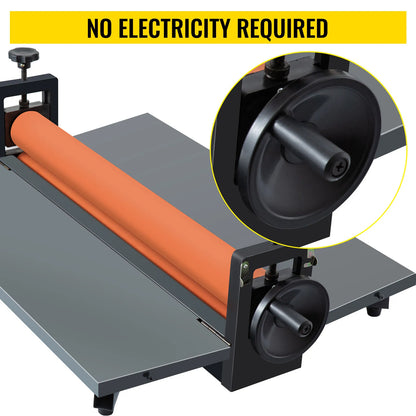 VEVOR 25.6"x1" Manual Cold Roll Laminator Machine Sheets Document Plasticizer Fits Poster Painting Photo Book Cover A3 A4 Paper
