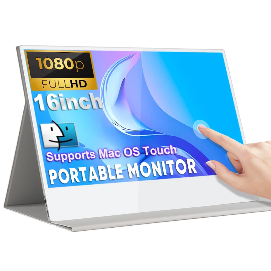 16 Inch Touchscreen FHD IPS Display USB-C HD Portable Monitor for Laptop with Cover and Speakers External Monitor