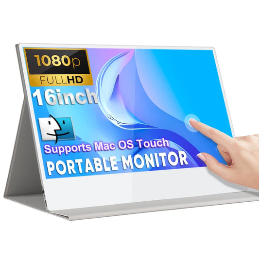 16 Inch Touchscreen FHD IPS Display USB-C HD Portable Monitor for Laptop with Cover and Speakers External Monitor