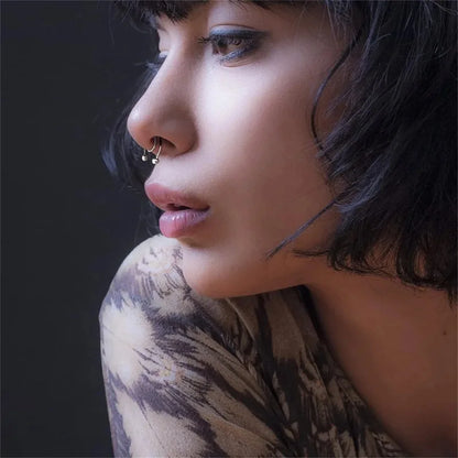 3/24pcs Fashion 316L Stainless Steel Fake Magnetic Septum Nose Hoop Ring,Horseshoe Clip On Nose Ring No-Pierced Septum Ring
