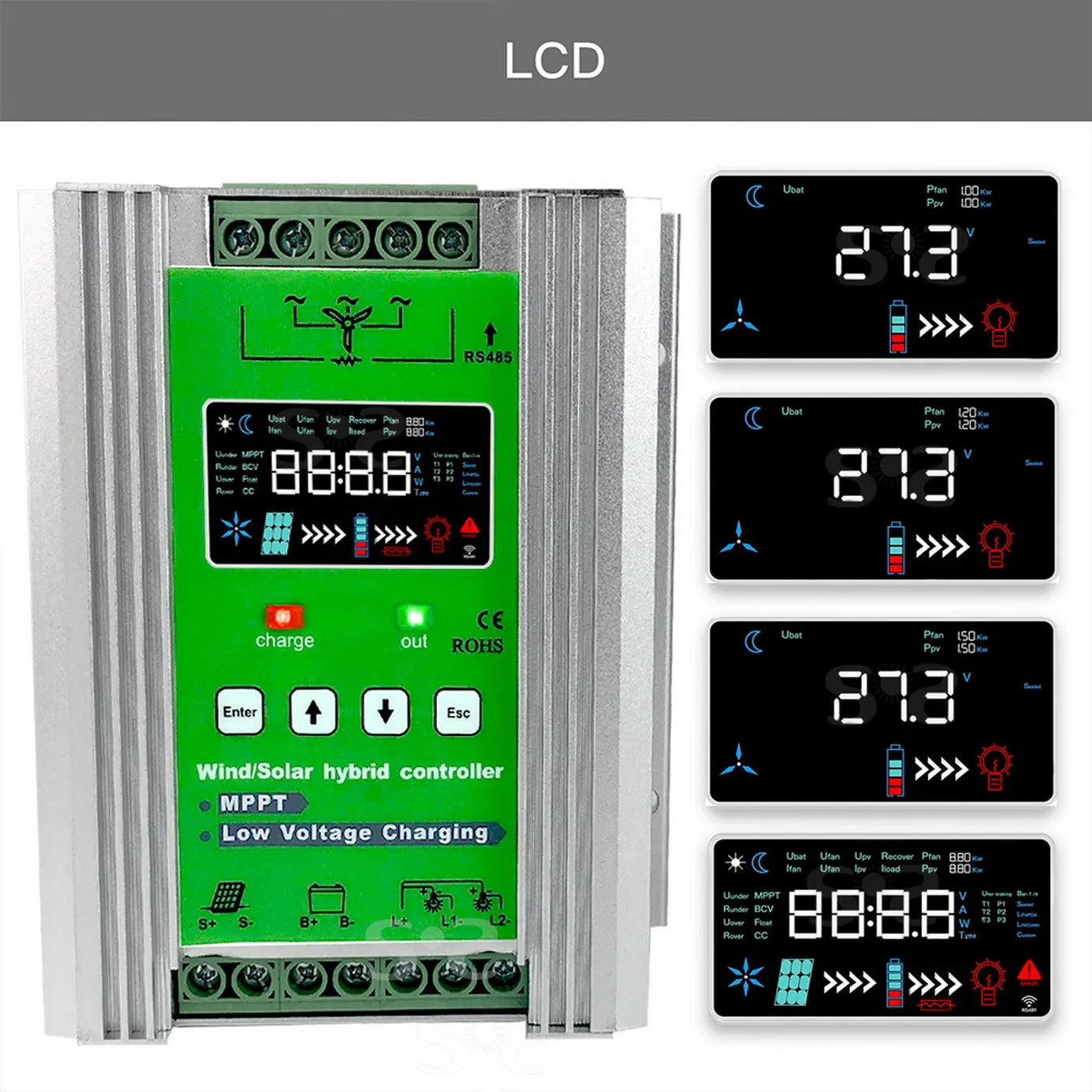 WIFI 4000W Wind Solar Hybrid Charge Controller with Equalizer, 12V 24V 48V AUTO, MPPT for Solar and Wind, for Lithium Lead Batte