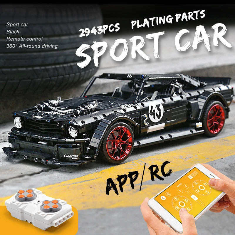 MOULD KING 13108 Technical Car Toys MOC-22970 APP&RC Motorized Mustang Hoonicorn Model Building Blocks Bricks Kid Christmas Gift