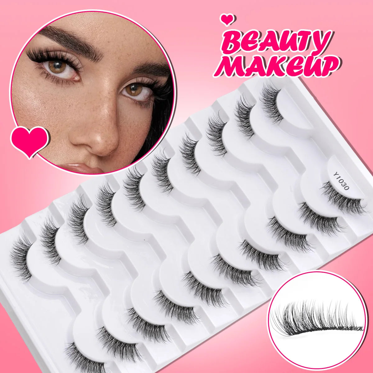 SHIDISHANPIN Cat Eye Lashes Soft Wispy Clear Band Lashes With Winged Ends For Extended Eye Look Natural Half EyelashesMakeup