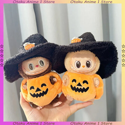Hot Halloween Labubu Clothes Cute Pumpkin Bat Ghost 2-piece Outfit Mini Plush Doll Clothing Fashion Doll Accessories