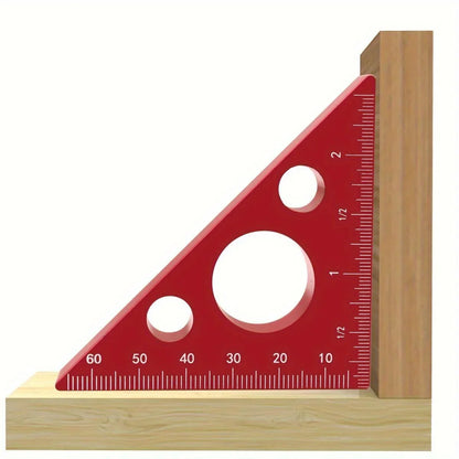Aluminum Esquadro Ruler, 45/90 Degree Frosted Right Angle Gauge, Triangle Ruler with Both Imperial and Metric Scales