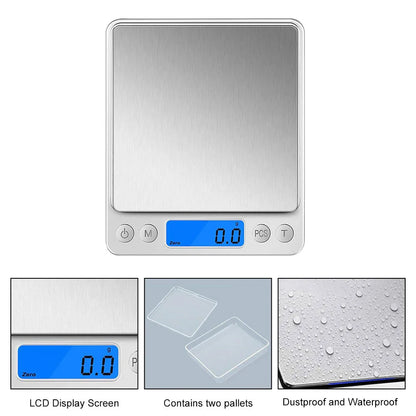 Digital Kitchen Scale 3000g/ 0.1g Small Jewelry Scale with LCD Display Food Scales Home Baking and Cooking Gram Scale