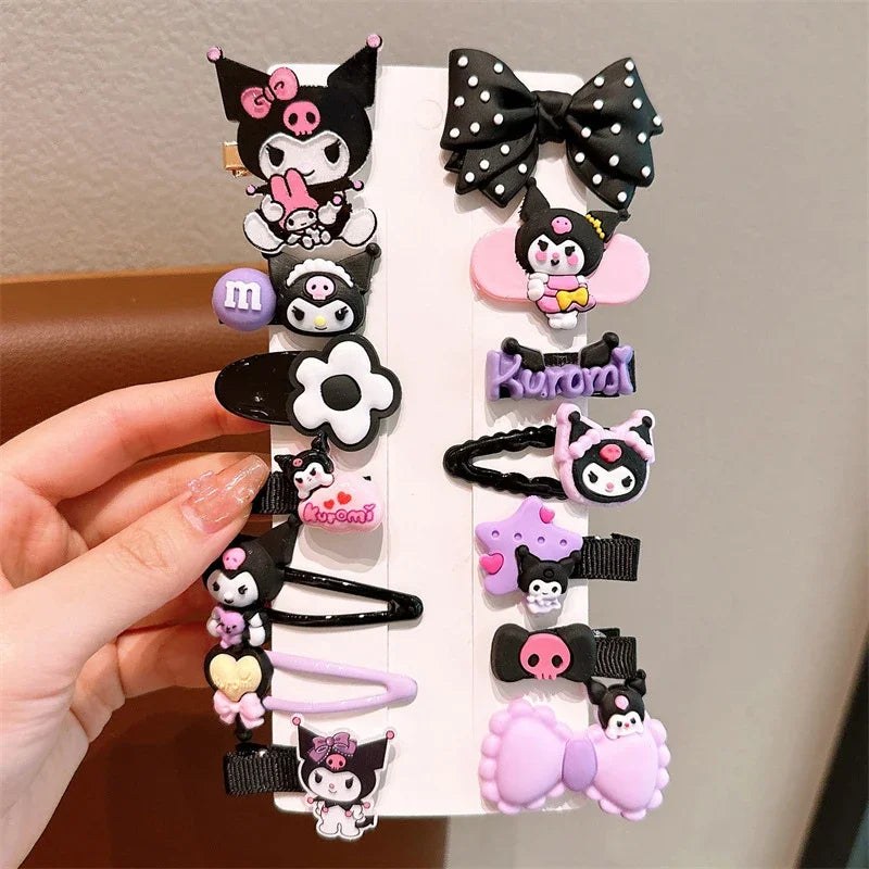 14pcs Sanrio Kuromi Cute Hairclip Headwear For Girls Anime Cartoon Fashion Hairpin Hair Accessories Kids Birthday Xmas Gift