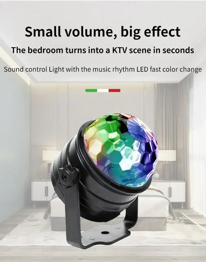 RGB LED Stage Disco Light Rotating DJ Ball Strobe Remote Sound Control Magic Dance Car Christmas Gift Party Club Laser Show Lamp
