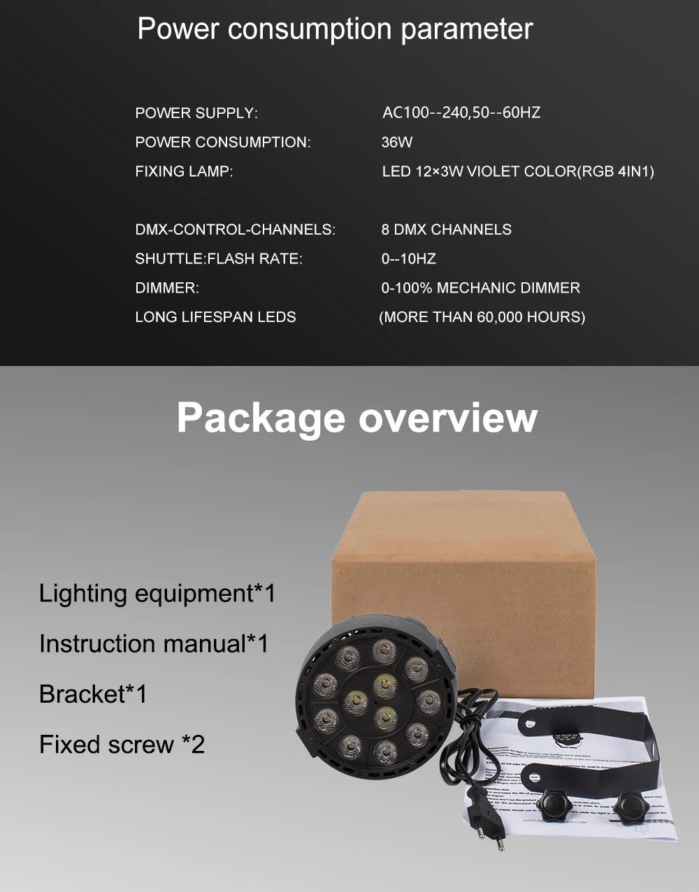 Mini Led Par 12x3W RGBW Wash Lighting For DJ Party Club Disco Family 8 channels DMX 512 Master/Save Light
