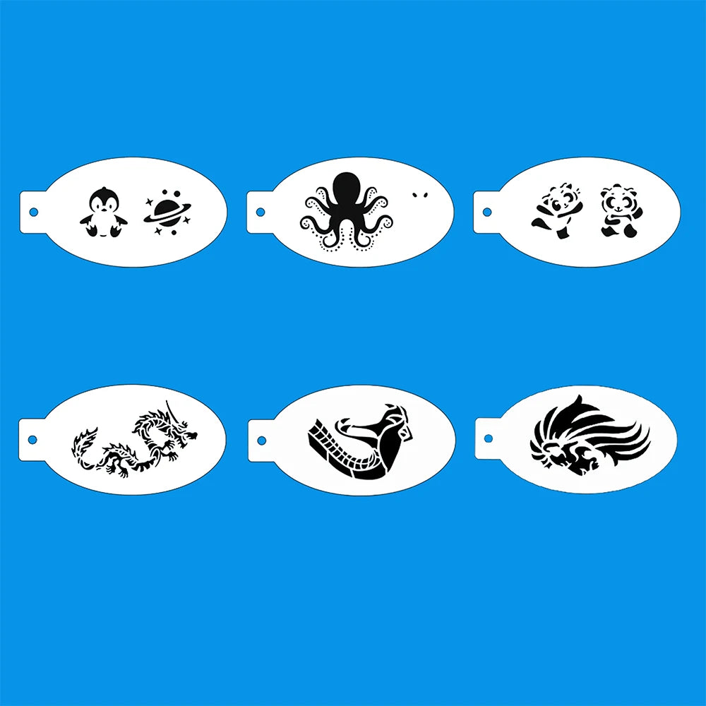 47pcs Reusable Face Paint Stencils for Body Art Painting Halloween Party Makeup Temporary Tattoos Stencils sponges