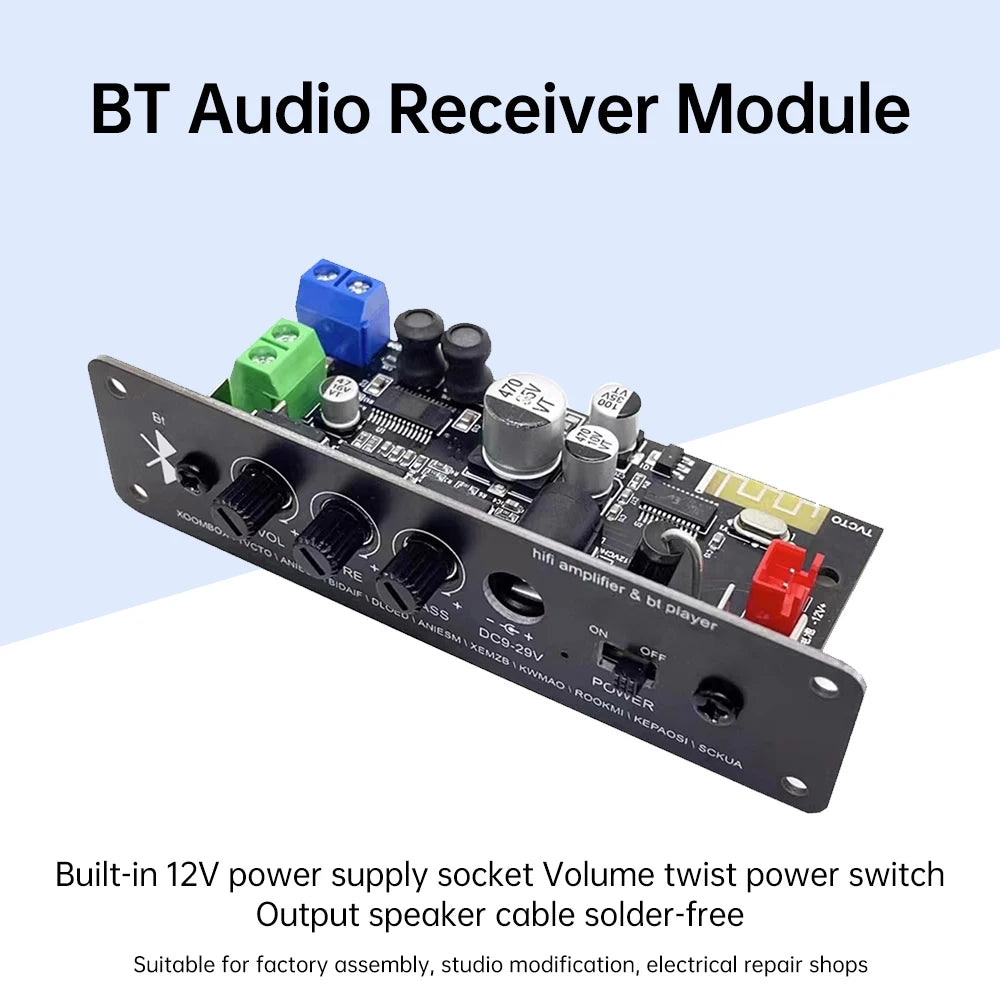 DC12V MP3 WMA Decoder Board HIFI High Bass BT 5.1 Amplifier Board Car Amplifier Module Audio Receiver for DIY Modification