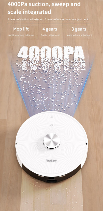 Redkey R10 Robot Vacuum Cleaner 2-in-1 Auto Vacuum Mop Wiping Function LiDAR Navigation Strong 4000Pa Suction Power 4 L Dust Bag