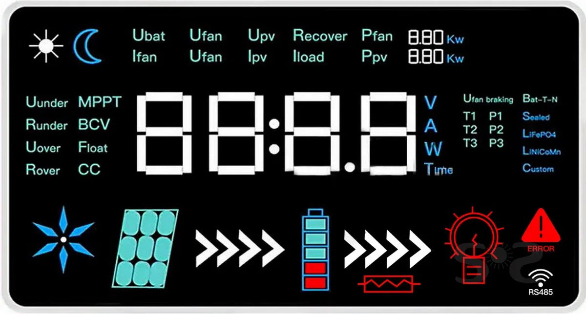 WIFI 4000W Wind Solar Hybrid Charge Controller with Equalizer, 12V 24V 48V AUTO, MPPT for Solar and Wind, for Lithium Lead Batte