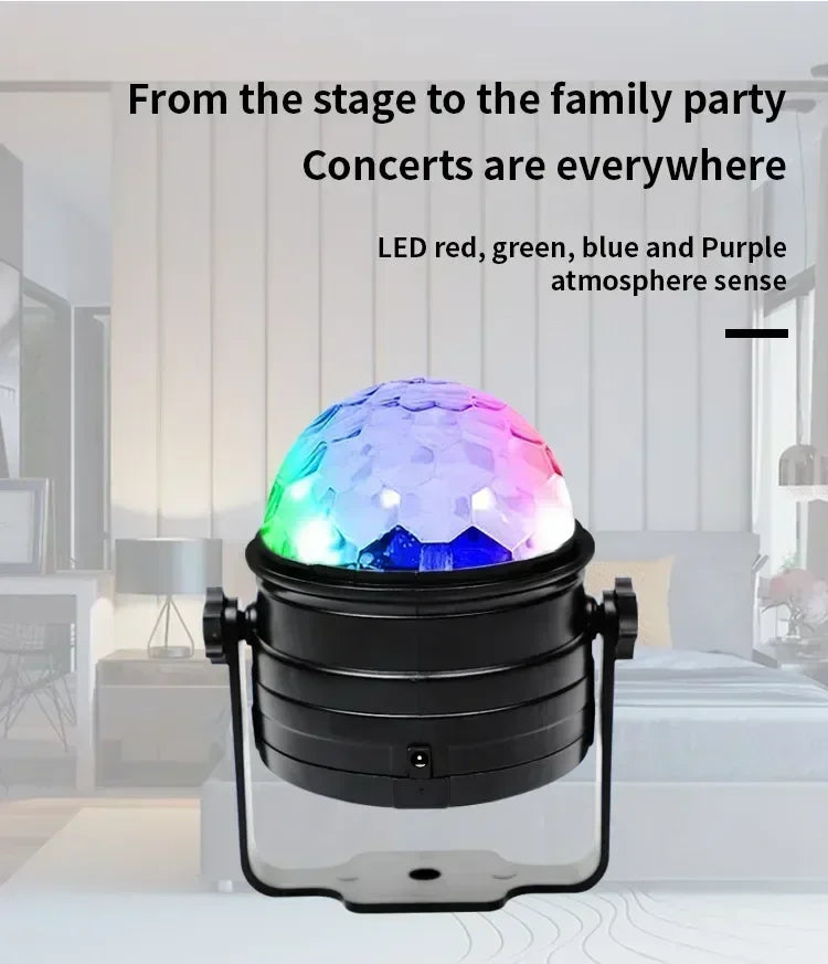 RGB LED Stage Disco Light Rotating DJ Ball Strobe Sound Control Magic Dance Car Christmas Gift Party Club Laser Show Lamp Party