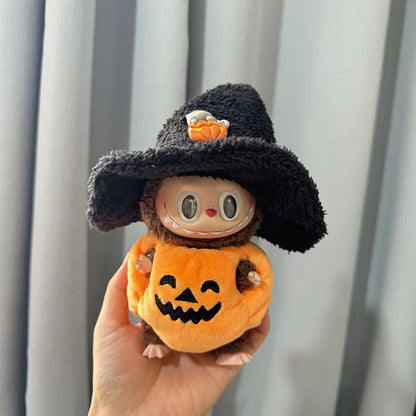 Hot Halloween Labubu Clothes Cute Pumpkin Bat Ghost 2-piece Outfit Mini Plush Doll Clothing Fashion Doll Accessories