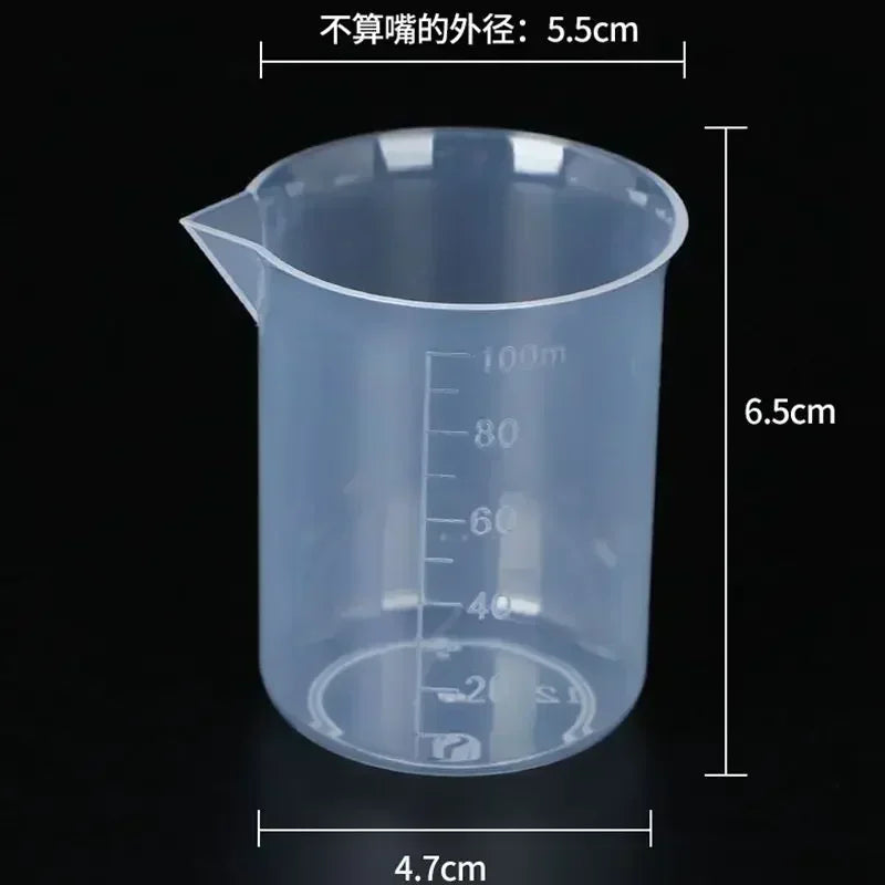 Lightweight 1PC Transparent with Scale Plastic for Kitchen Laboratory Test Measuring Cup Beaker Mixing Cups Graduated Cylinder