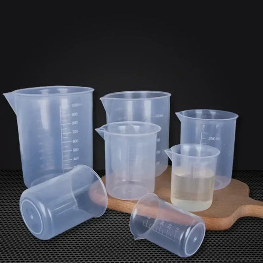 Lightweight 1PC Transparent with Scale Plastic for Kitchen Laboratory Test Measuring Cup Beaker Mixing Cups Graduated Cylinder