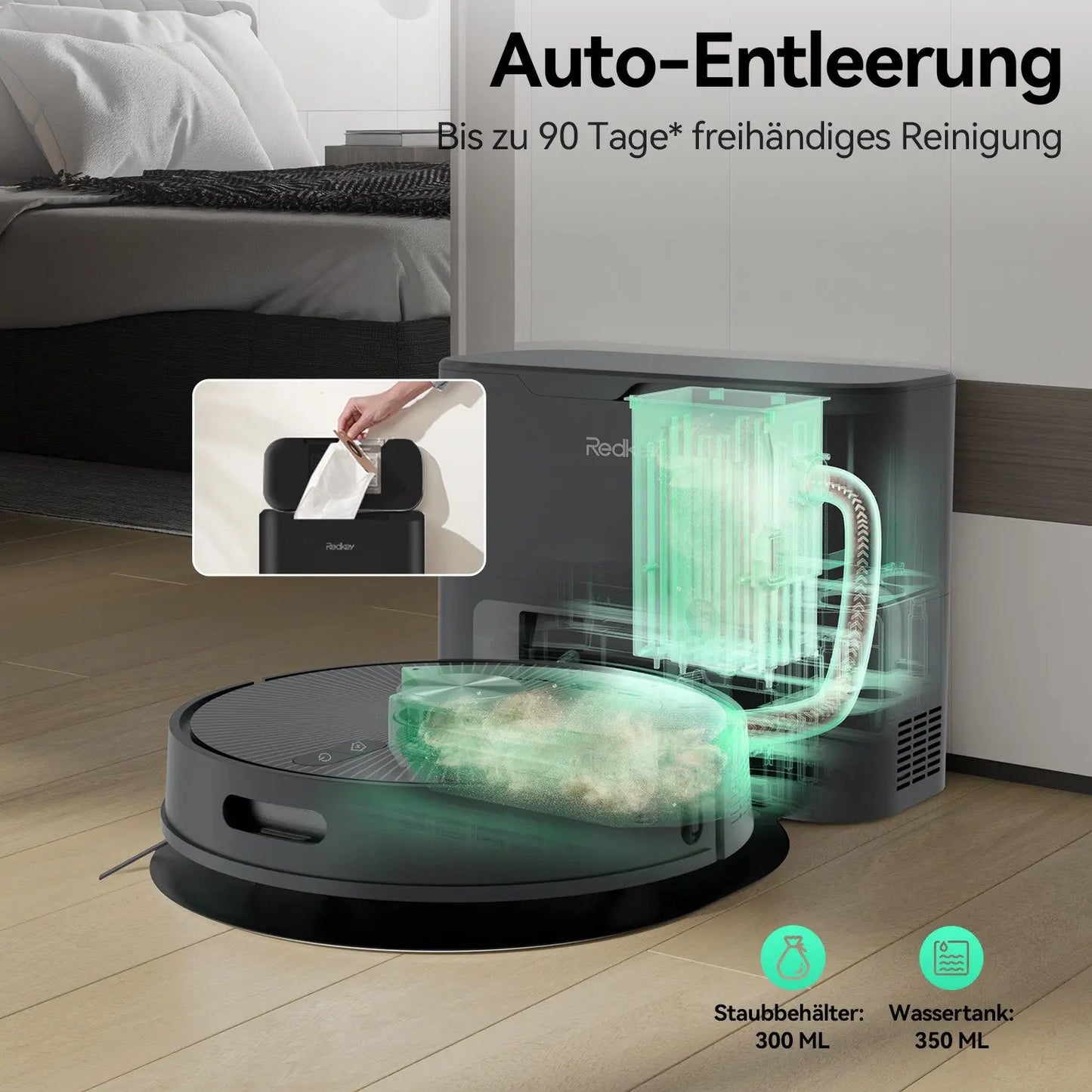 Redkey R10 Robot Vacuum Cleaner 2-in-1 Auto Vacuum Mop Wiping Function LiDAR Navigation Strong 4000Pa Suction Power 4 L Dust Bag