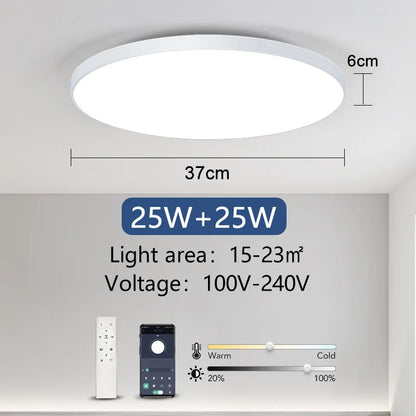 MARPOU LED Ceiling Light 80W 50W Modern Dimmable Smart Lamp With Remote Control Ceiling Lamp For Living Room Bathroom Kitchen