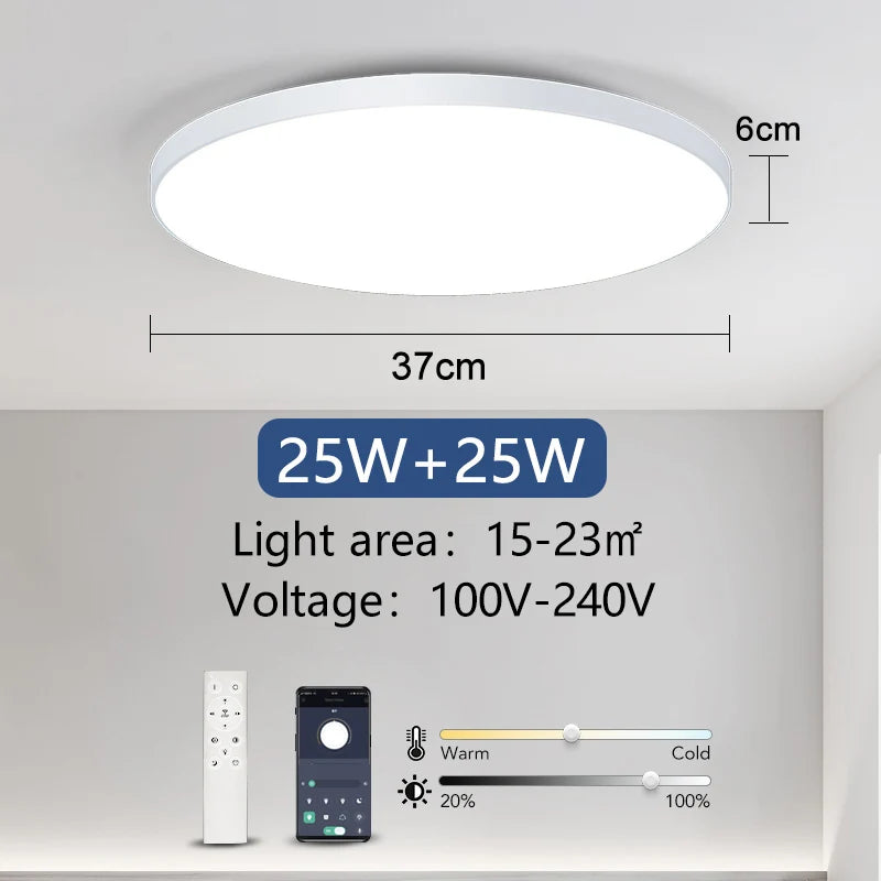 MARPOU LED Ceiling Light 80W 50W Modern Dimmable Smart Lamp With Remote Control Ceiling Lamp For Living Room Bathroom Kitchen