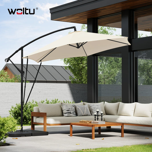 WOLTU Tilting Parasol Crank Garden Umbrella Waterproof UV Protection Beach Umbrella with Case for Balcony Patio Garden Outdoor