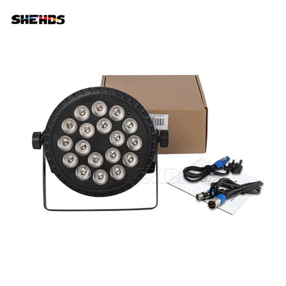 SHEHDS 4PCS Aluminum Alloy LED Flat Par 18x12W RGBW/18x18W RGBWA+UV LED Lighting DMX512 Disco Professional Stage DJ Equipment