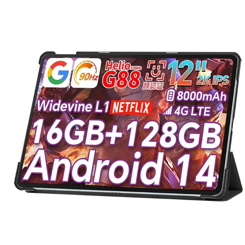 Case For Blackview Mega2 12" Tablet PC Slim Tri-Folding Stand Flip Book Cover Case For Oscal Pad 100 12” with  Hard Back Shell