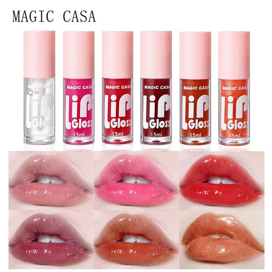 MAGIC CASA 6pcs/set Small bottle Hydrating Jelly Lip Oil long-lasting Moisturizing  smooth shimmering Lip Hydrating Liquid