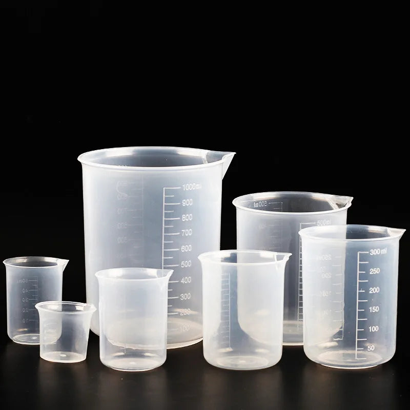 50ML/100ML/300ML/500ML Transparent Plastic Beaker Cup Laboratory Scale Mug Kitchen Baking Supplies Measurement Tool