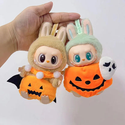 Hot Halloween Labubu Clothes Cute Pumpkin Bat Ghost 2-piece Outfit Mini Plush Doll Clothing Fashion Doll Accessories