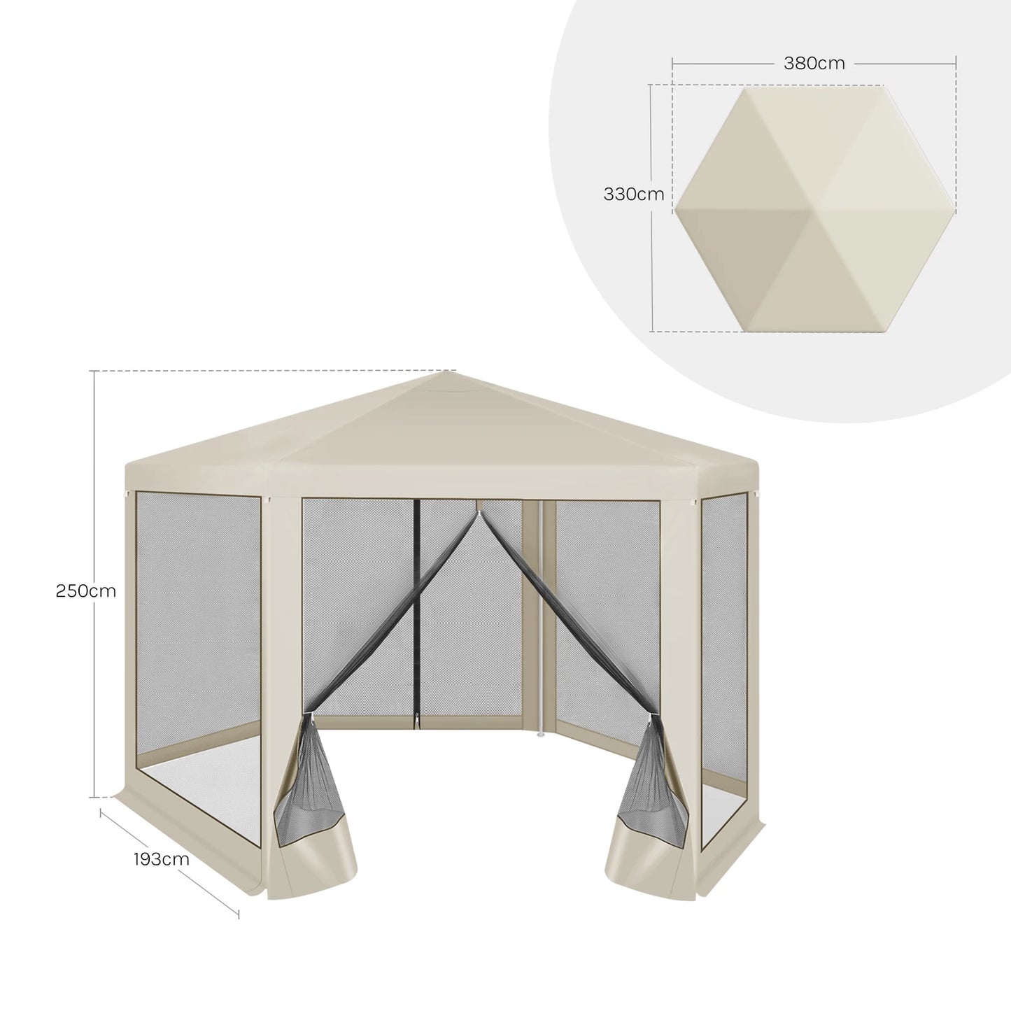 WOLTU 3.8x3.3m Gazebos for Outdoor Garden Gazebo Mosquito Net with Mesh Side Walls Sunshade Canopy Tent for Camping Patio Yard