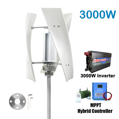 3000W High Efficiency Wind Turbine Off Grid System 12V 24V 48V Output Voltage 220V 230V 240V Home Appliance Power Supply System