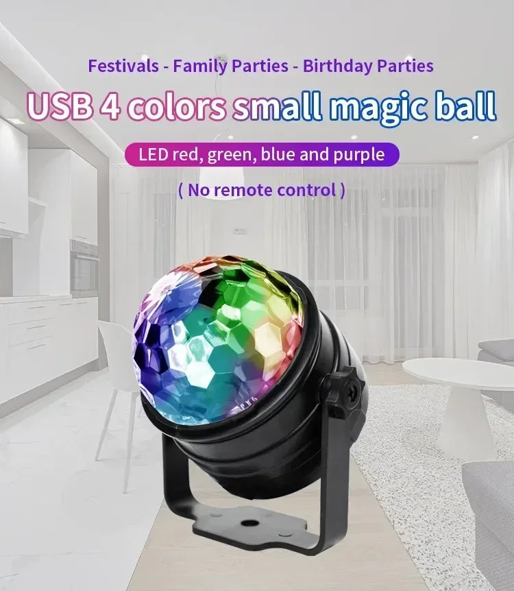 RGB LED Stage Disco Light Rotating DJ Ball Strobe Remote Sound Control Magic Dance Car Christmas Gift Party Club Laser Show Lamp