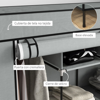 Homcom Fabric Wardrobe with 10 Compartments 4 Drawers 166X42.5X169.5 cm Gray