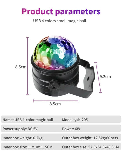RGB LED Stage Disco Light Rotating DJ Ball Strobe Remote Sound Control Magic Dance Car Christmas Gift Party Club Laser Show Lamp