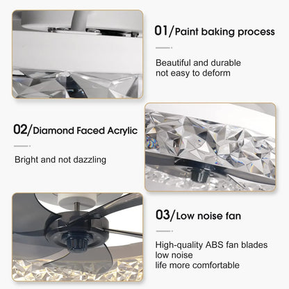 Nordic Ceiling Fan Led Lighting Modern Dimmable Remote Control Living Room Fans Household Electric Fan Mute Lamp Ceiling Lamp