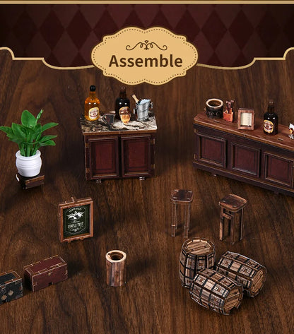 New Corner Bistro Miniature DIY Book Nook - 3D Wooden Puzzle Craft Kit, Christmas & Black Friday Micro Scene Model Gift