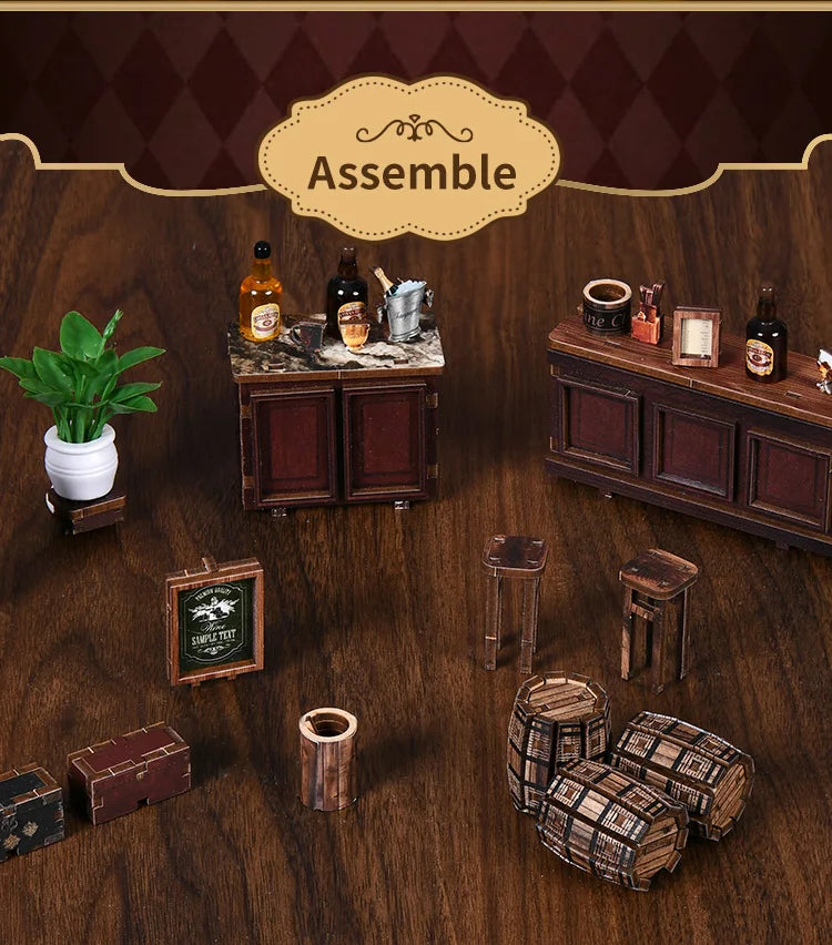 New Corner Bistro Miniature DIY Book Nook - 3D Wooden Puzzle Craft Kit, Christmas & Black Friday Micro Scene Model Gift