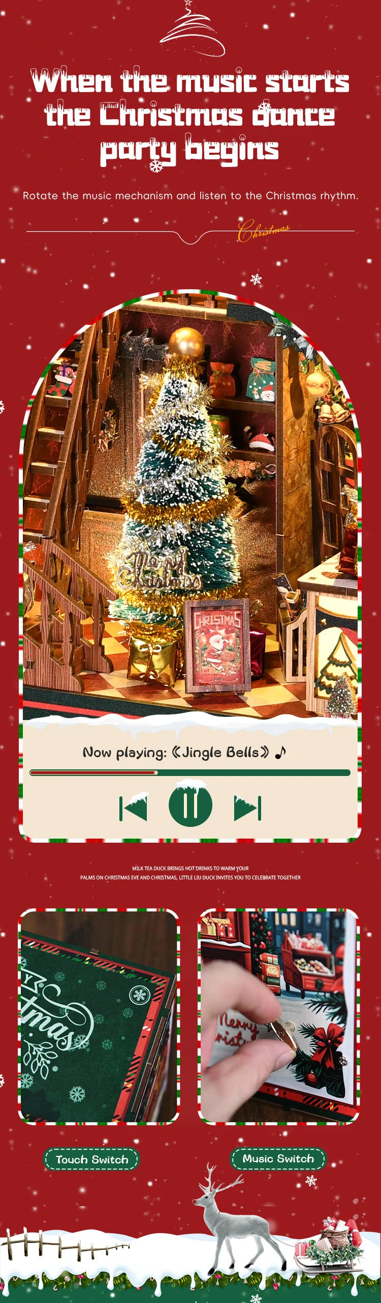 NEW DIY Book Nook Wooden Miniature Model Kits Christmas Shop Bookend 3D Puzzle With Light Bookshelf for Friends Birthday Gifts