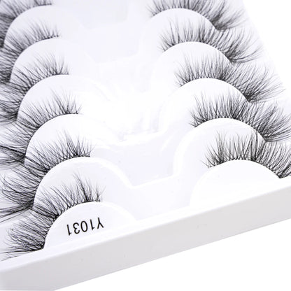 SHIDISHANPIN Cat Eye Lashes Soft Wispy Clear Band Lashes With Winged Ends For Extended Eye Look Natural Half EyelashesMakeup