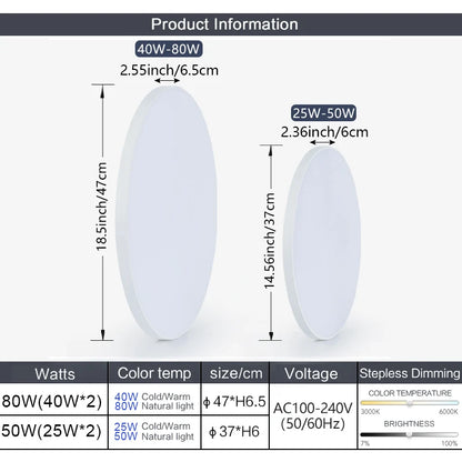 MARPOU LED Ceiling Light 80W 50W Modern Dimmable Smart Lamp With Remote Control Ceiling Lamp For Living Room Bathroom Kitchen