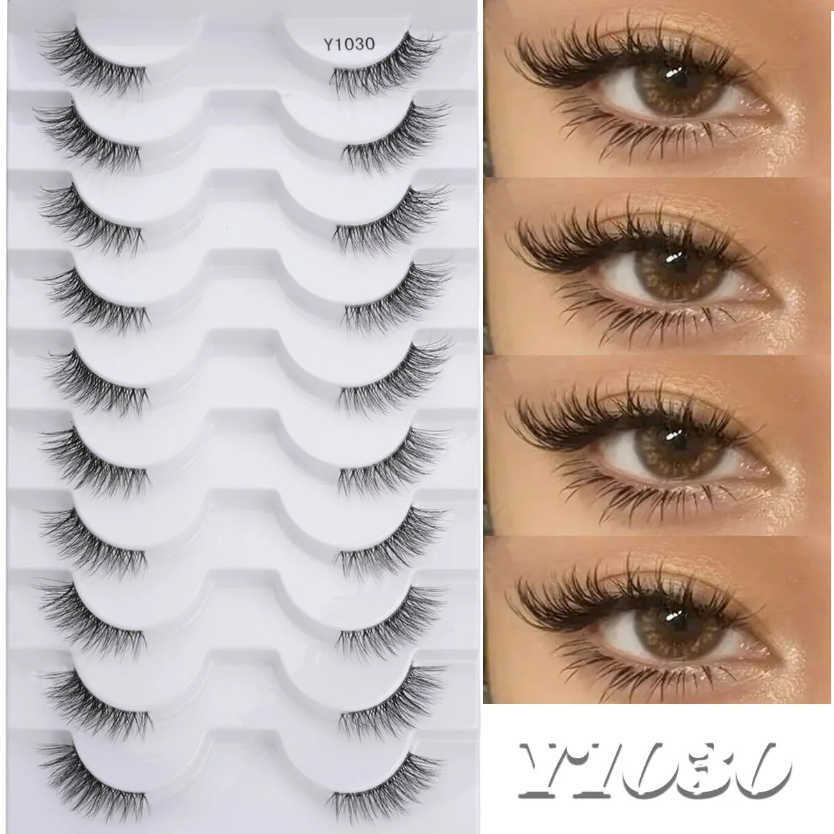 SHIDISHANPIN Cat Eye Lashes Soft Wispy Clear Band Lashes With Winged Ends For Extended Eye Look Natural Half EyelashesMakeup