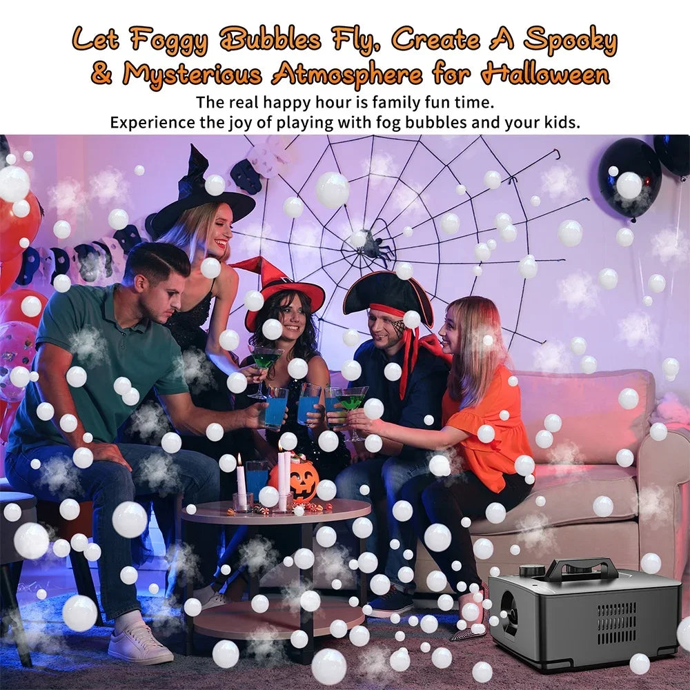 , 2-in-1 Fog Bubble Machine, Indoor and Outdoor Birthday Wedding Halloween Party No Spill Smoke Bubble Machine